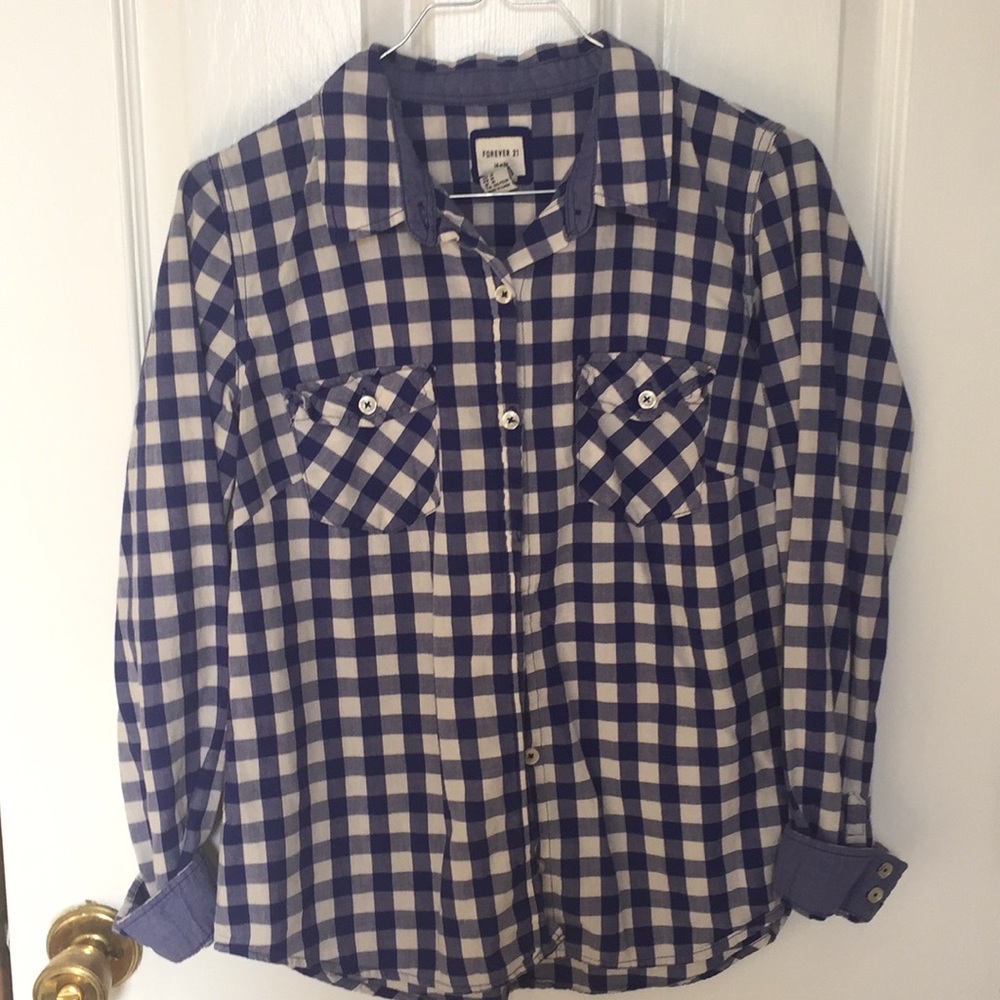 Forever 21 Buffalo Plaid & Chambray Button Down